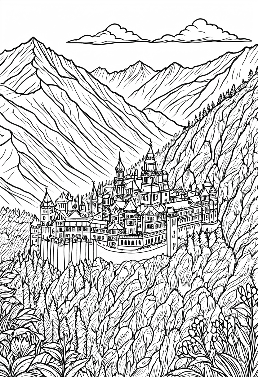 Himalayan Fortress Artwork — coloring page of the day